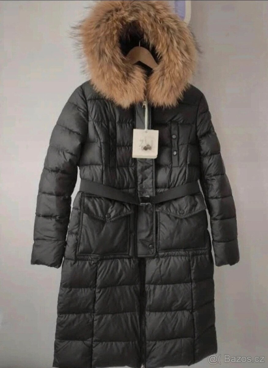 Nový dámský kabát s pravou kožešinou,  bunda vel M
