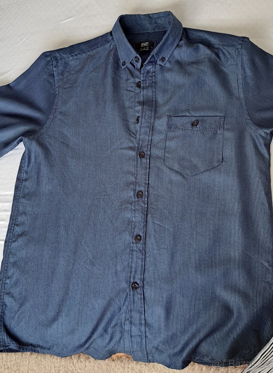 Košile chlapecká, pánská vel. S šedomodrá