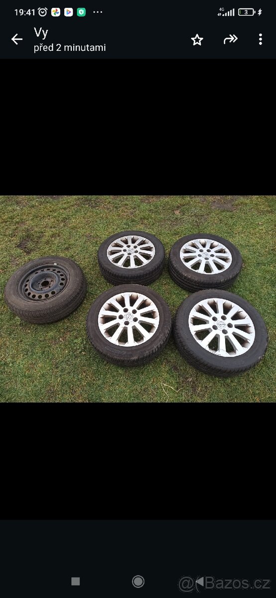 Alu kola originál Opel, 6J x r16, 5x110, ET 44, Letní pneu