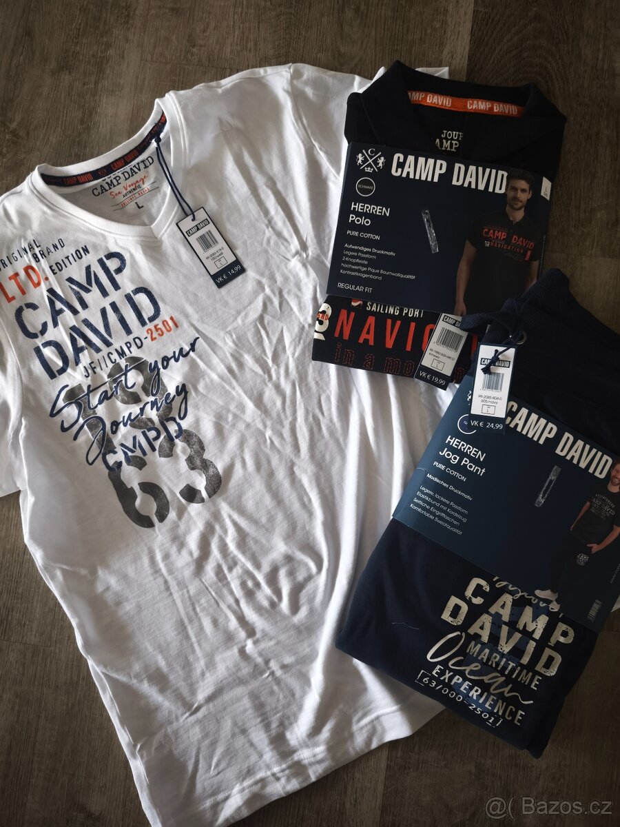 Camp David triko, triko s límečkem, tepláky vel L