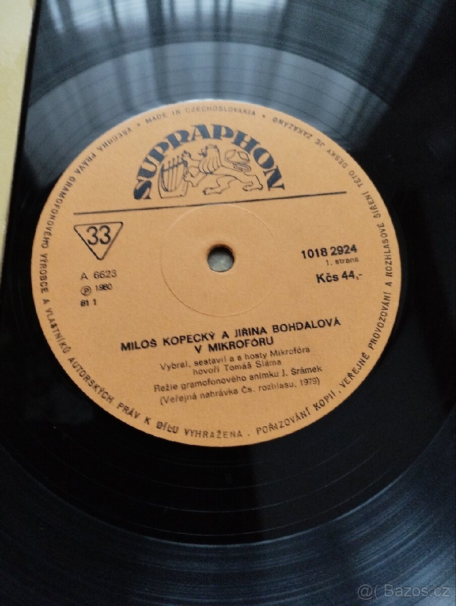 Gramofonová deska. Dvořák, Horníček, Kopecký, Bohdalová