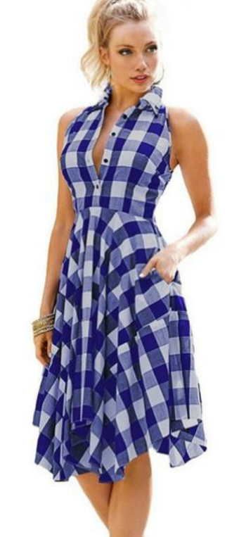 Letní kostkované šaty vel. M