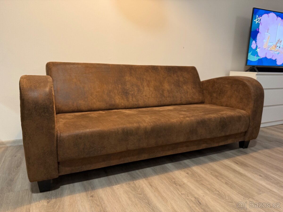 Luxusní trojsedačka v imitaci broušené kůže