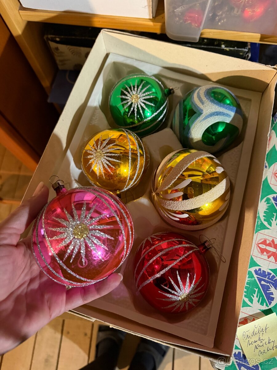 Stare retro vanocni ozdoby sklo