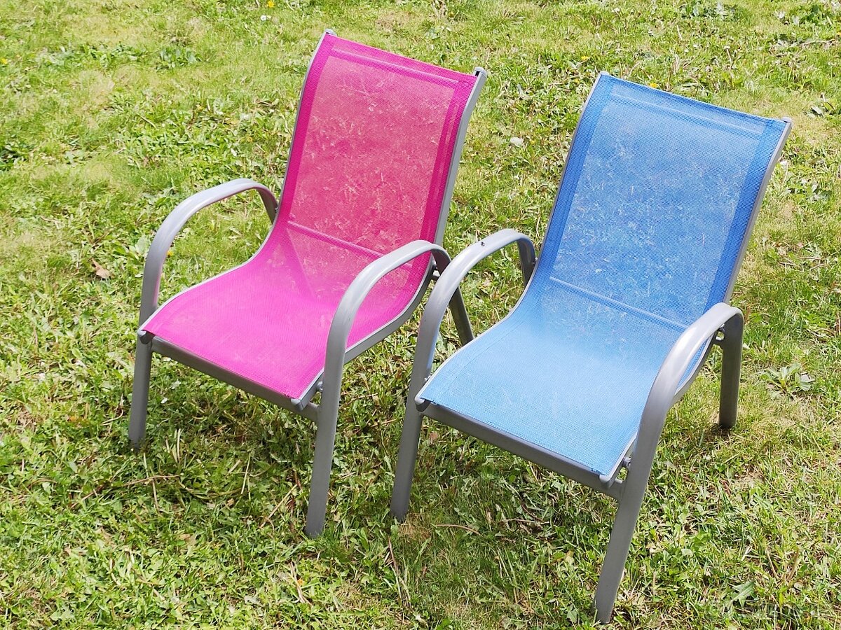 Zahradní židličky pro děti, modrá, růžová