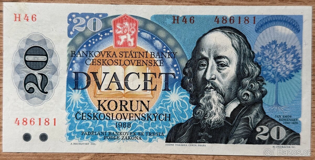 20 Kčs 1988 UNC série H46