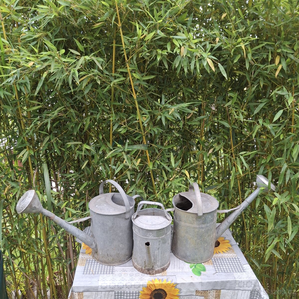 Tři staré pozinkované plechové konve