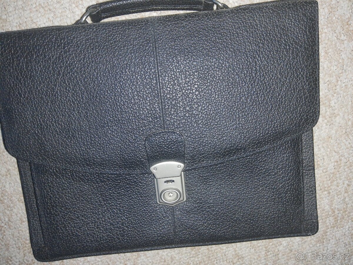 Pánská kožená černá povrch hrubý aktovka