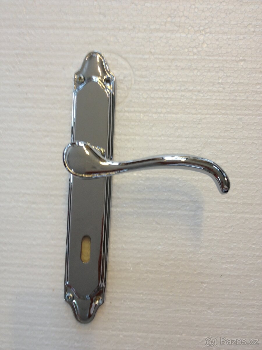 Dveřní klika / kování, stříbrná lesk, rozteč 72mm /6ks