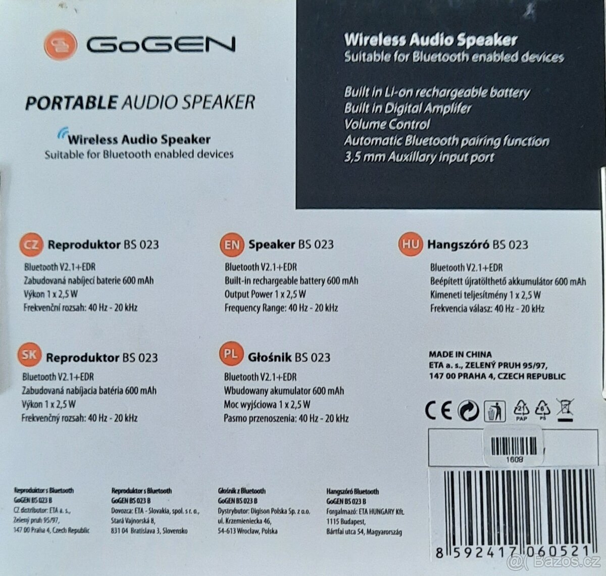 Bluetooth reproduktor