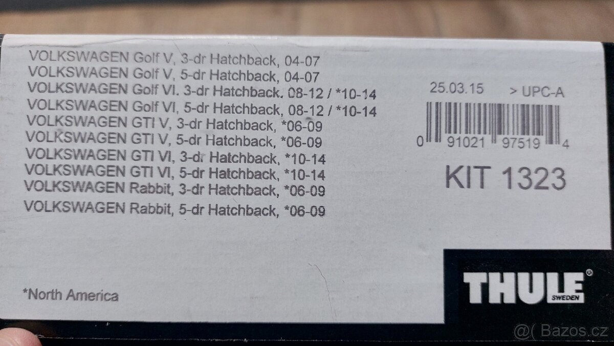 Kit Thule 1323 - VOLKSWAGEN Golf V, 3-dr Hatchback, 04-07