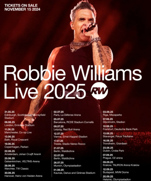 Robbie Williams Praha 7.9.2025 stání u podia