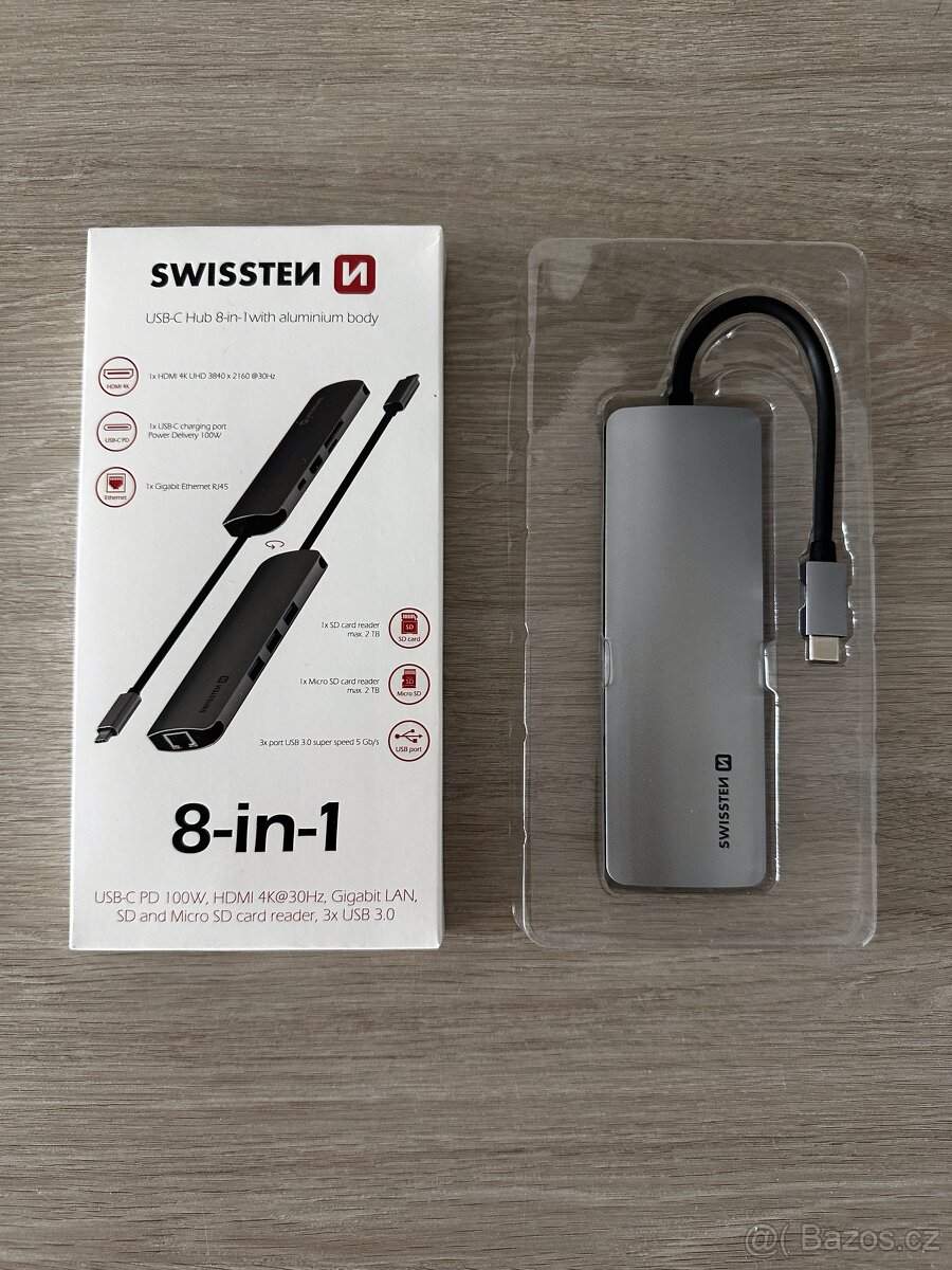 SWISSTEN USB-C hub 8-in-1 Aluminium