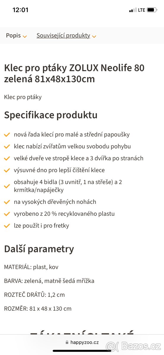 Klec Zolux Neolife 80 zelená
