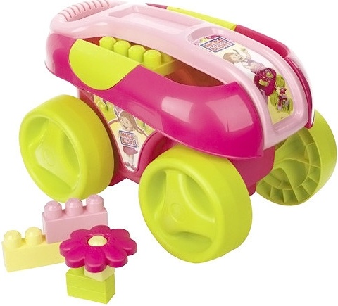 Vozík na stavebnici s autem Mega Bloks