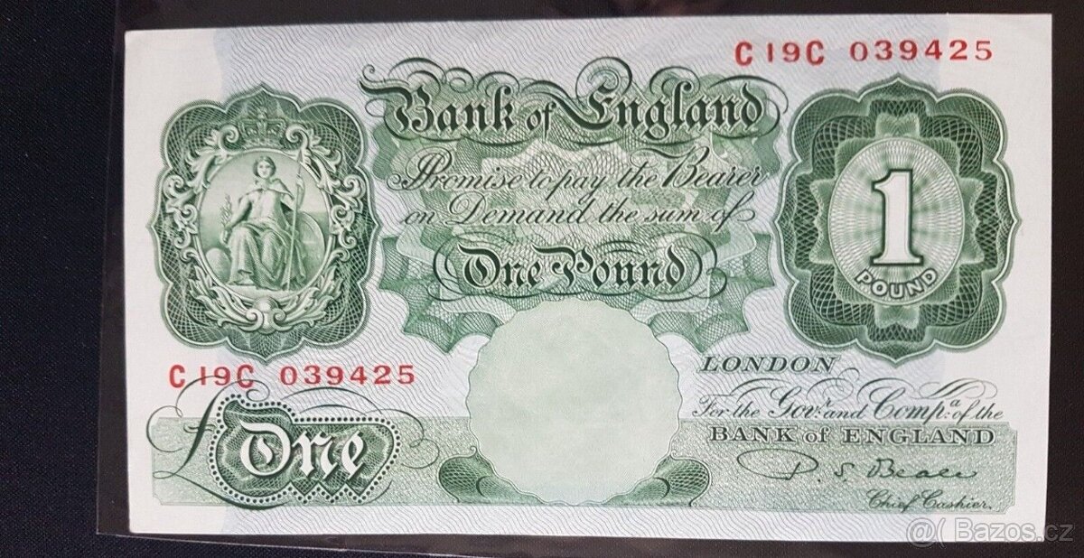 ANGLIE - £1 libra bankovka 1950 - Bank Of England P.S Beale