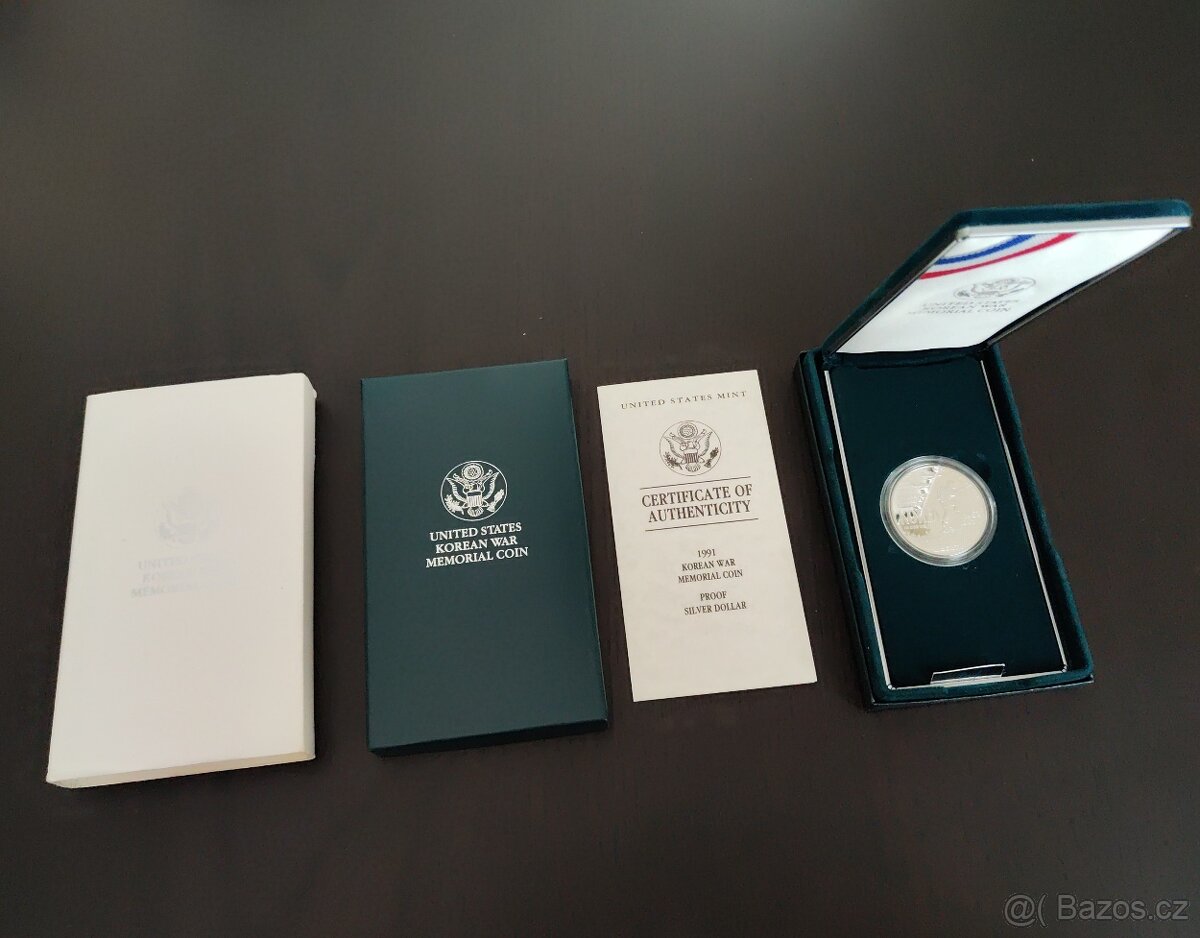 Krásný Ag Dollar, 1991 Včetně certifikace a parádního balen