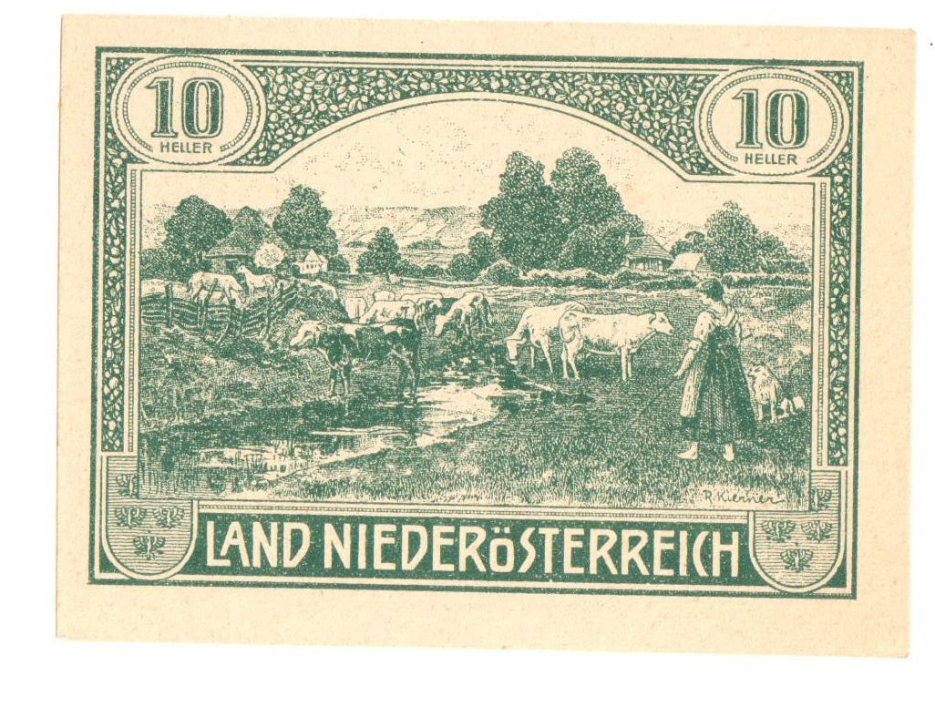 Nouzová Bankovka II. vydání 10 Heller Niederösterreich,1920