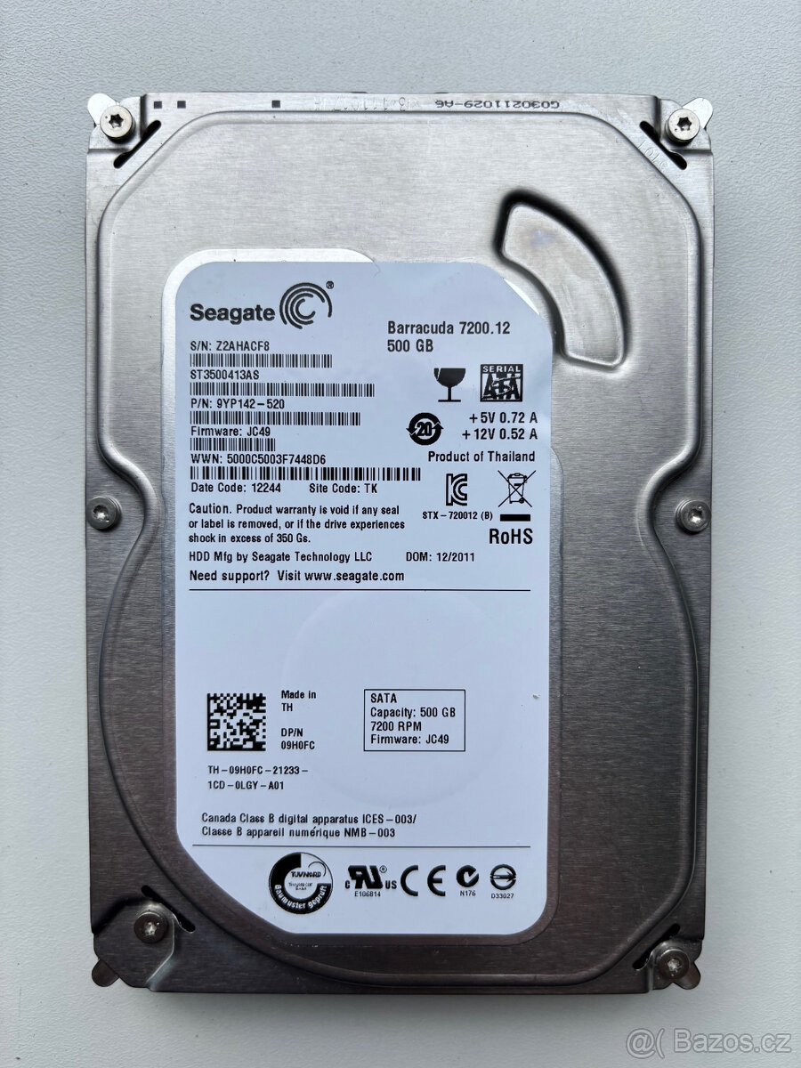 Seagate 500GB, 7.200ot, 16MB, SATA, ST3500413AS