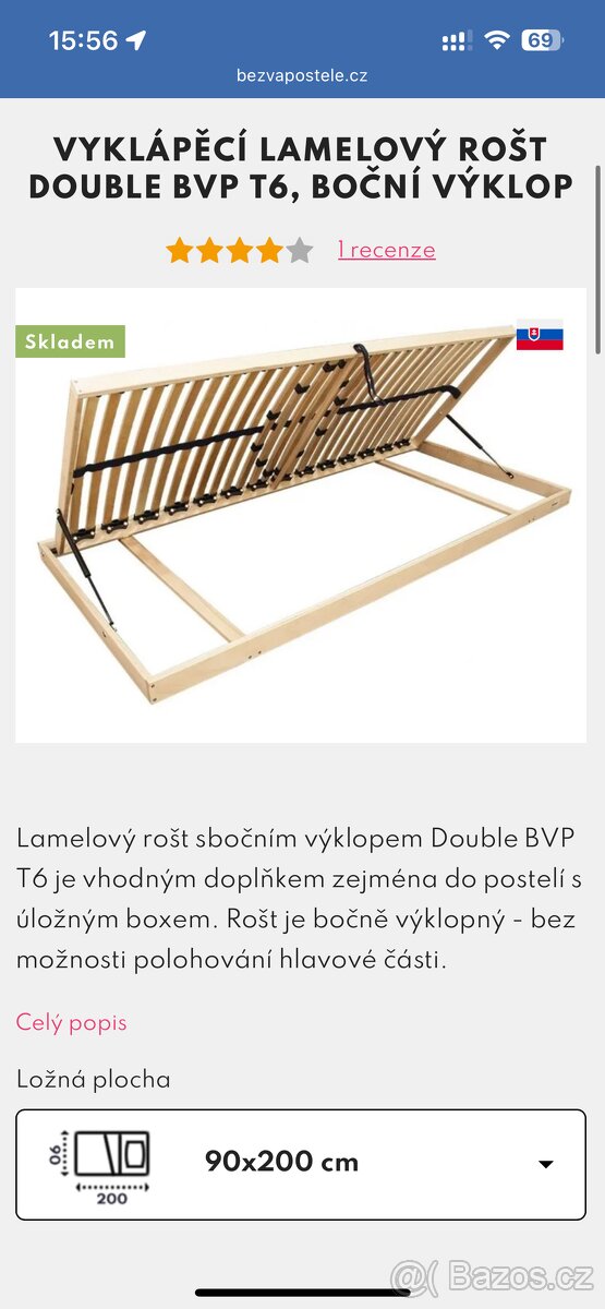 Lamelový rošt výklopný 200x90