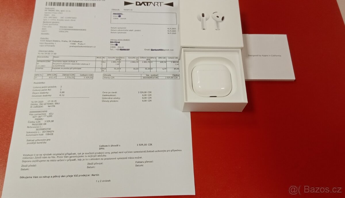 Apple AirPods 4 záruka 23 měsíců Datart