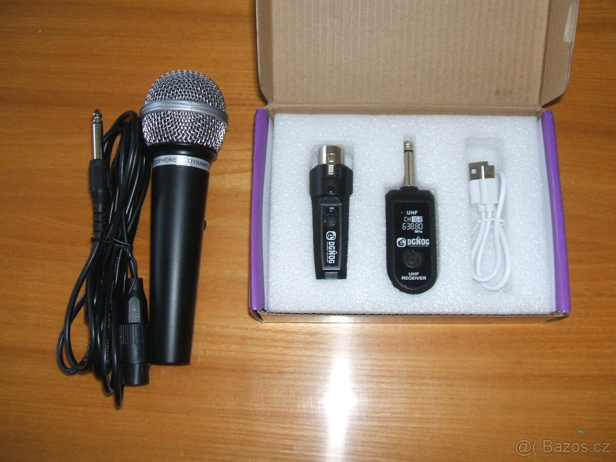 Bezdrátový vysílač /příjmač pro mikrofon +mikrofon