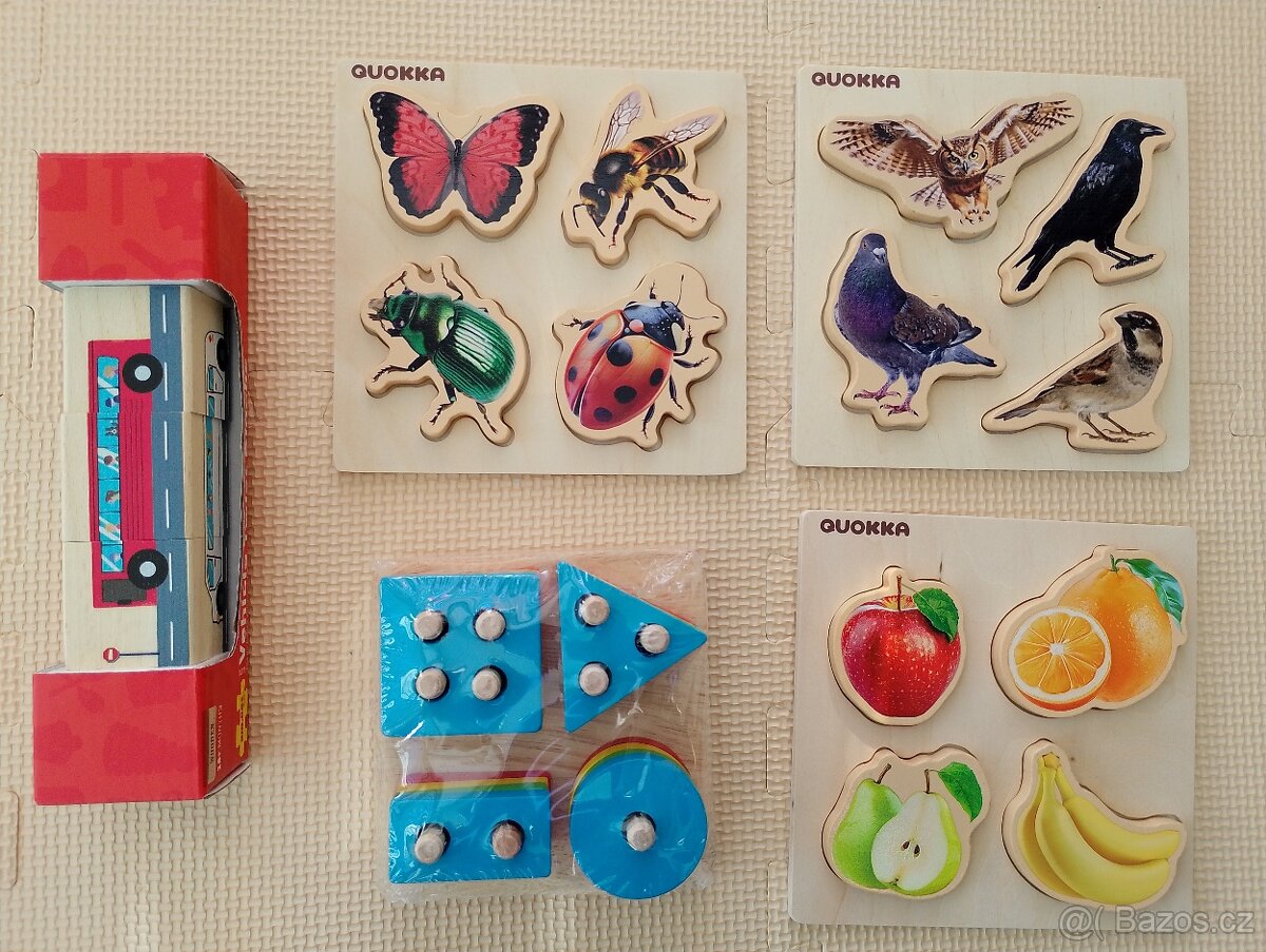 Dřevěné motorické hračky a puzzle