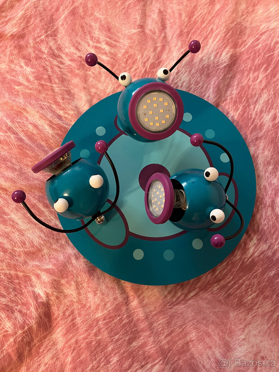 Dětský lustr - broučci - tyrkysovo-růžový - stropní svítidlo
