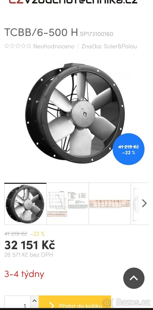 Axiální potrubní ventilátory TCBB/6-500 H