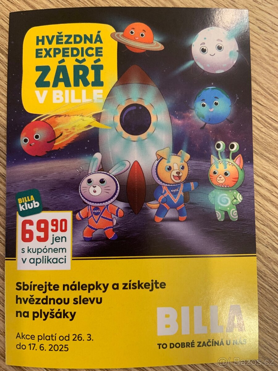 Billa samolepky svítící plyšáci.