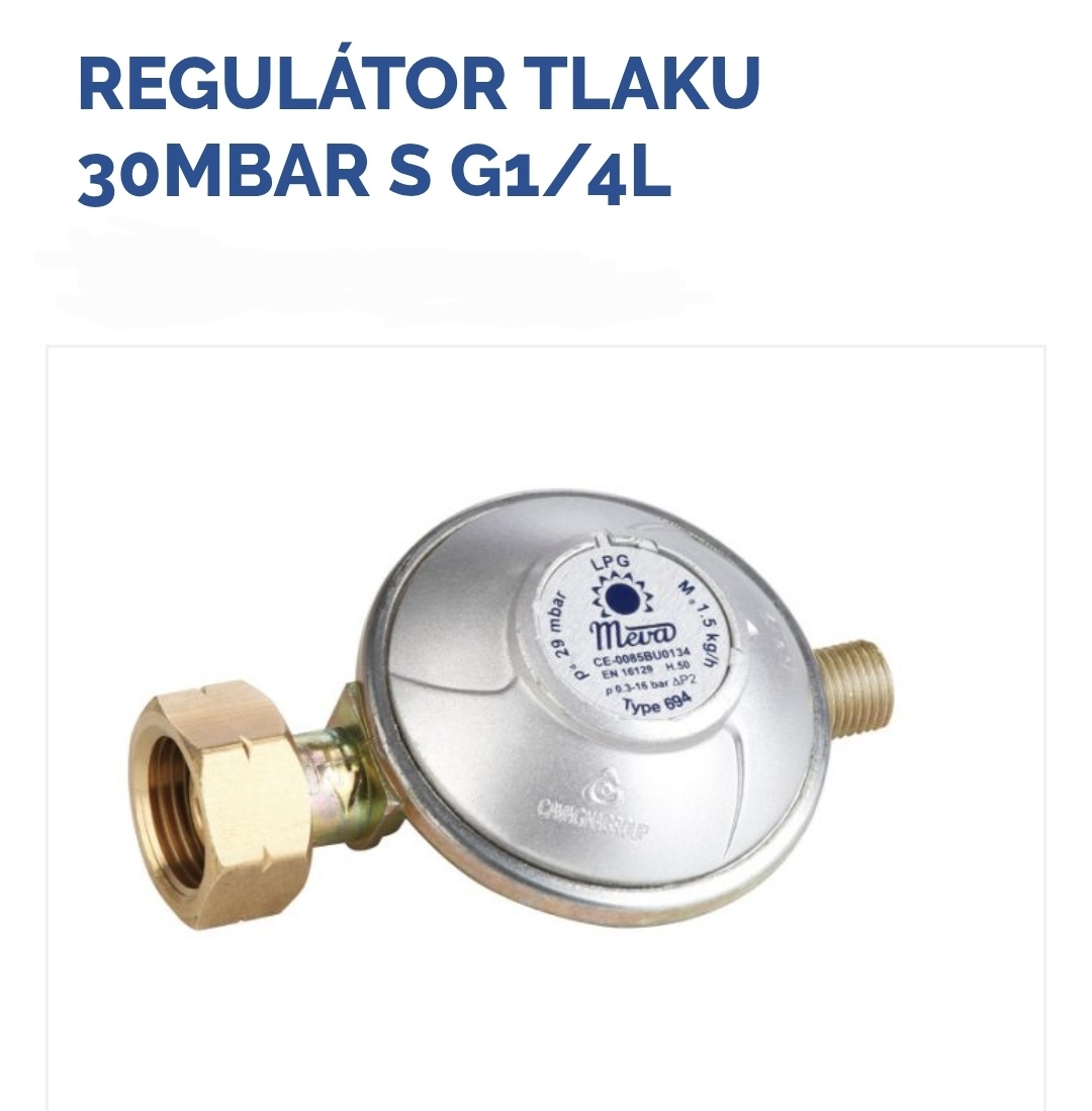 Regulator Meva 30 mbar, 1/4 závit levý