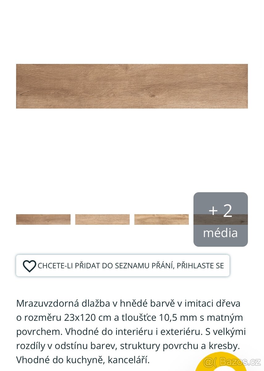 Keramická dlažba 23x120 cm imitace dřeva