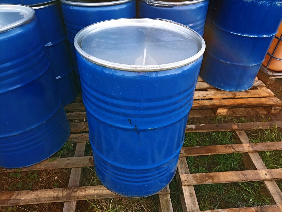 Plechový sud 200L s víkem a sponou - od potravin