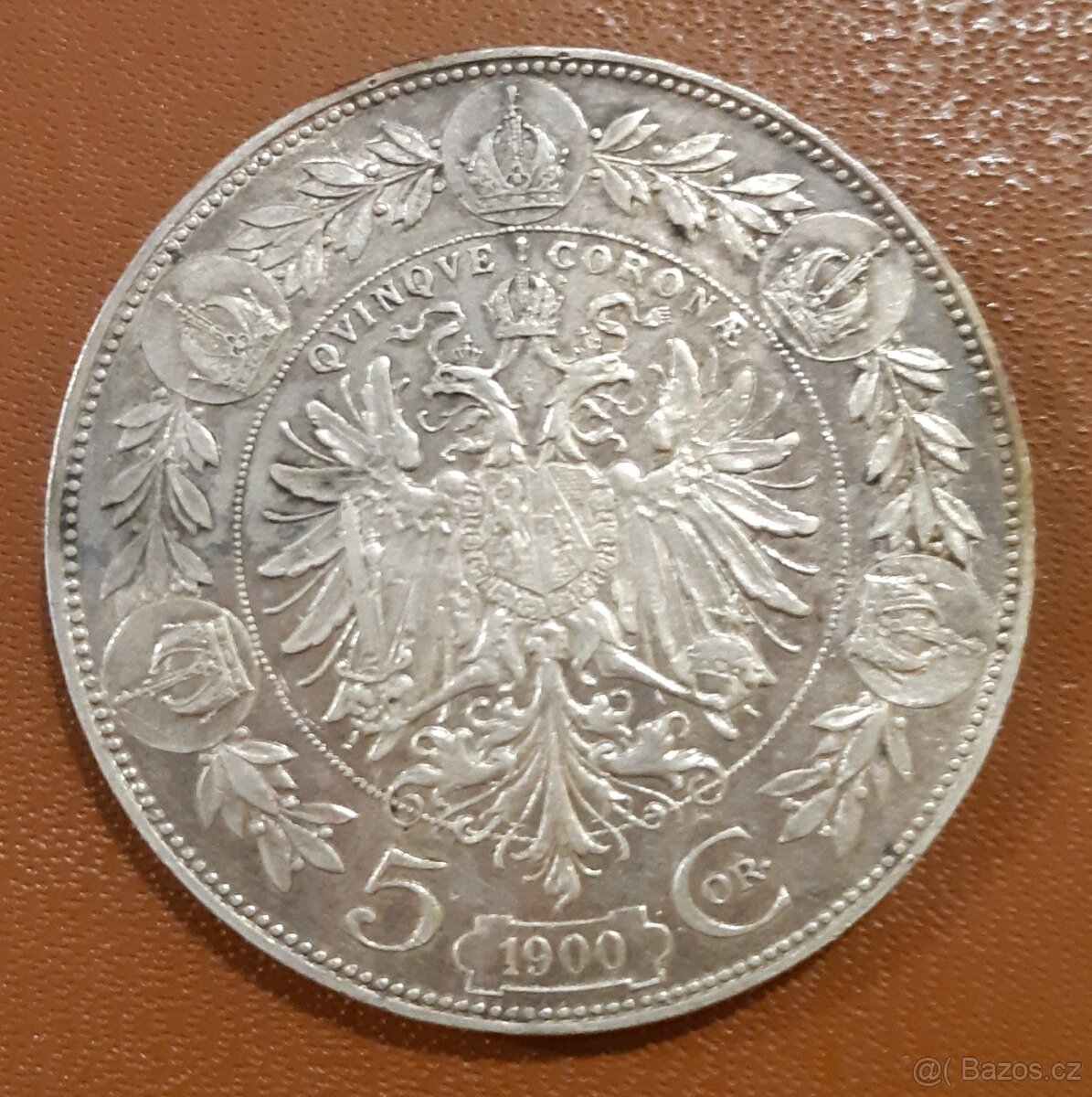 STŘÍBRNÁ PĚTIKORUNA RU . ROK 1900 .