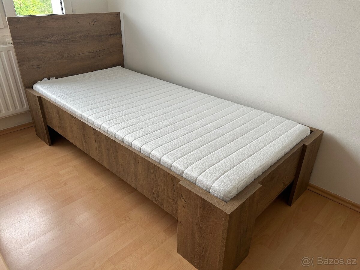 Postel VEDDE divoký dub + rošt + matrace