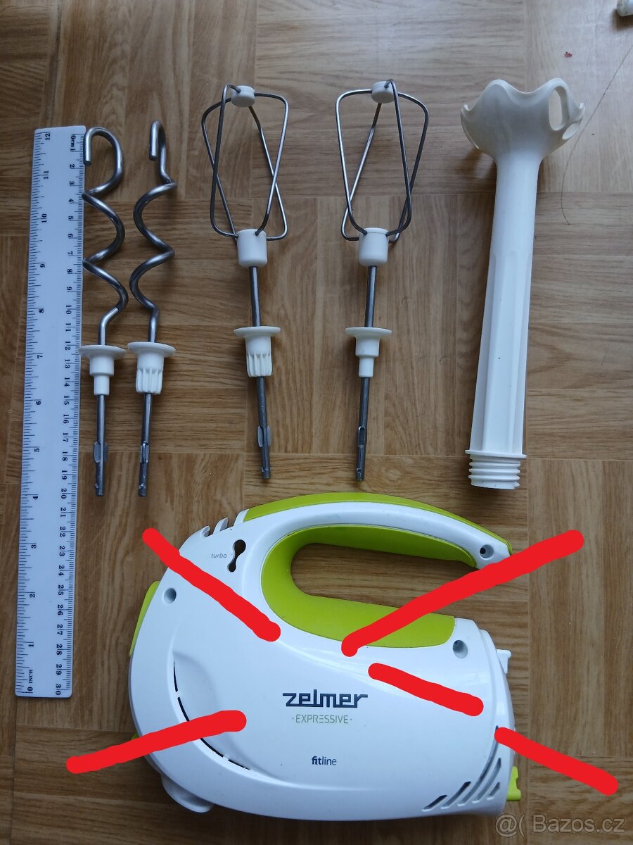 Zelmer, šlehač, metly,míchadla,hnětací háky, mixer
