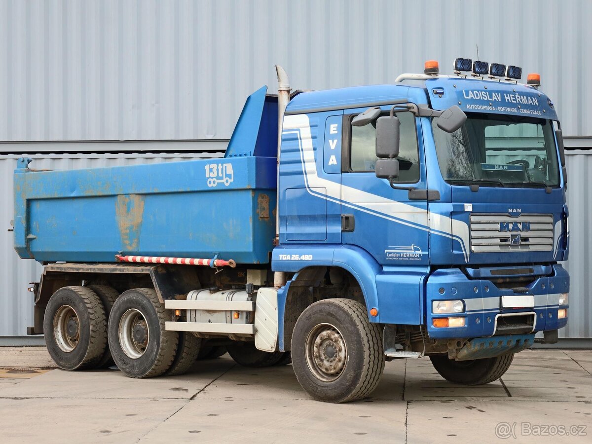 MAN TGA 26.480, 6x4 BB, EURO 4, HARDOX, DUMPER, 10 CBM, NÁST