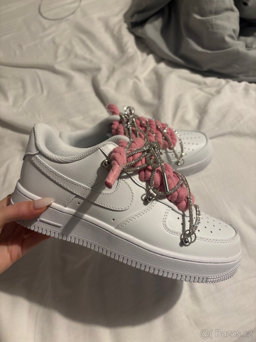 Nike air force 1 růžové rope laces a třpytivé tkaničky