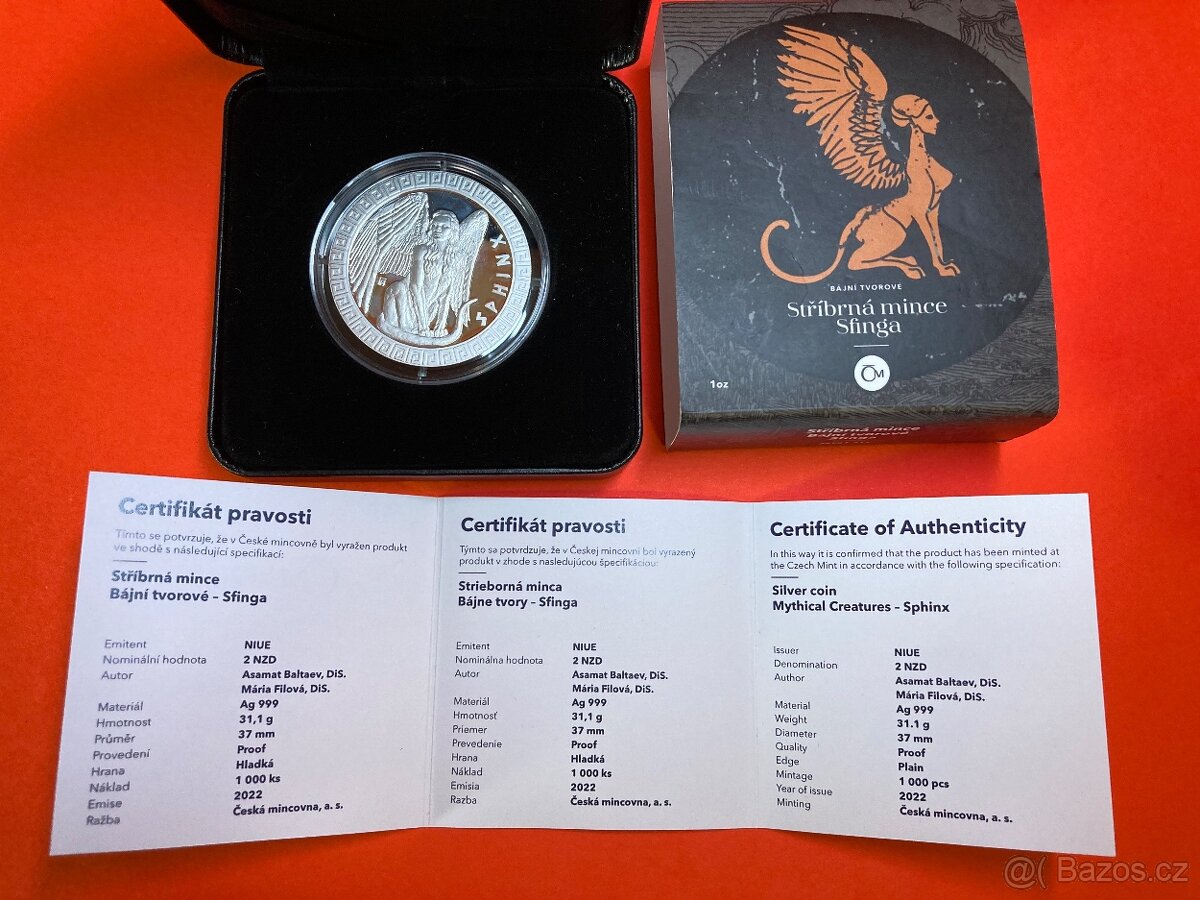 Stříbrná mince – Sfinga (Mythical Creatures – Sphinx)