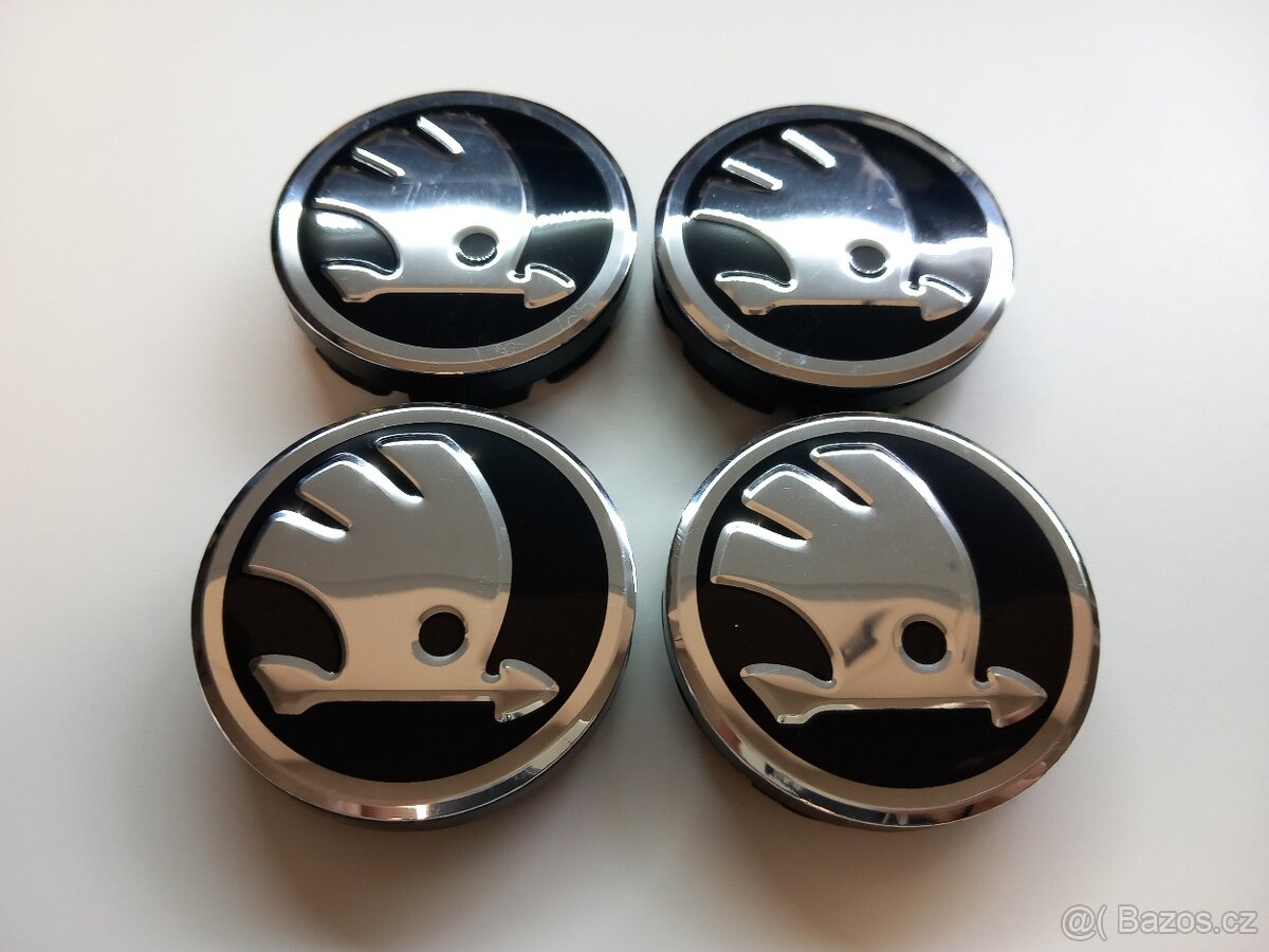 Středové krytky Škoda chrom, 56x52mm