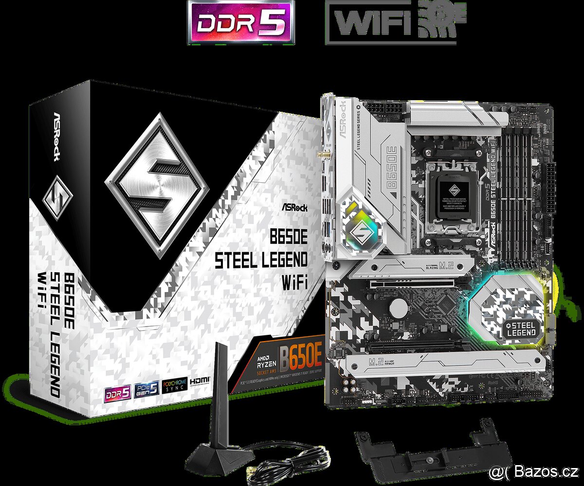 Základní deska B650E Steel Legend WiFi AM5 DDR5 3xM.2 Wifi 6