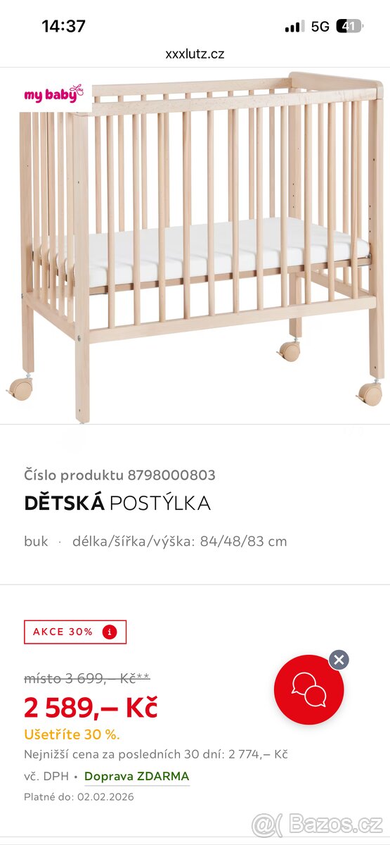 Dětská postýlka top stav