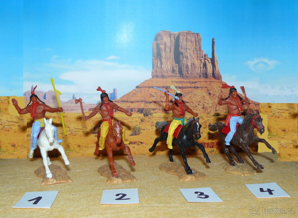 ( A ) Plastové figurky: jízda indiánů