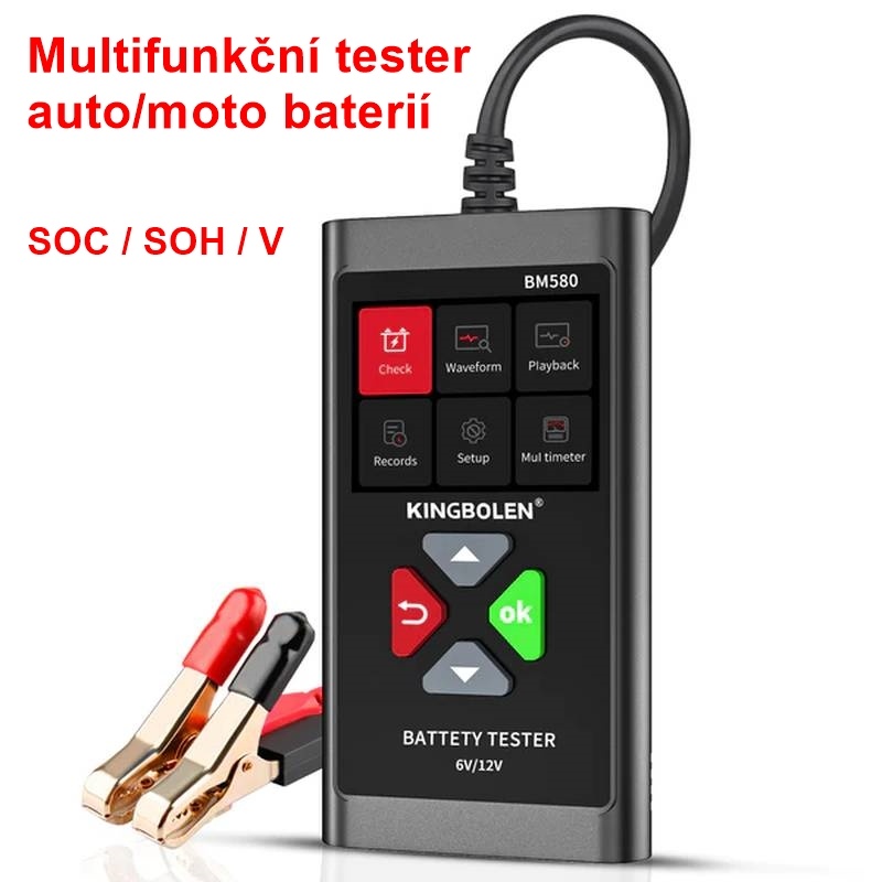 Profi analyzér ,Tester 6V a 12V autobaterií, 2 A-220Ah