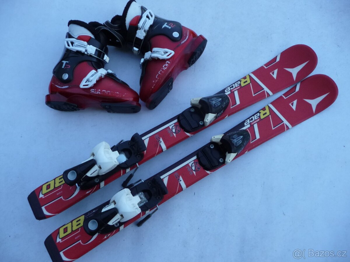 300. Detske lyže ATOMIC - 80 cm + boty SALOMON 28 eu SET