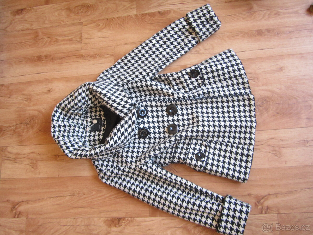 Černo bílý kabát zn. Amisu, S/M, výborný stav, vlna