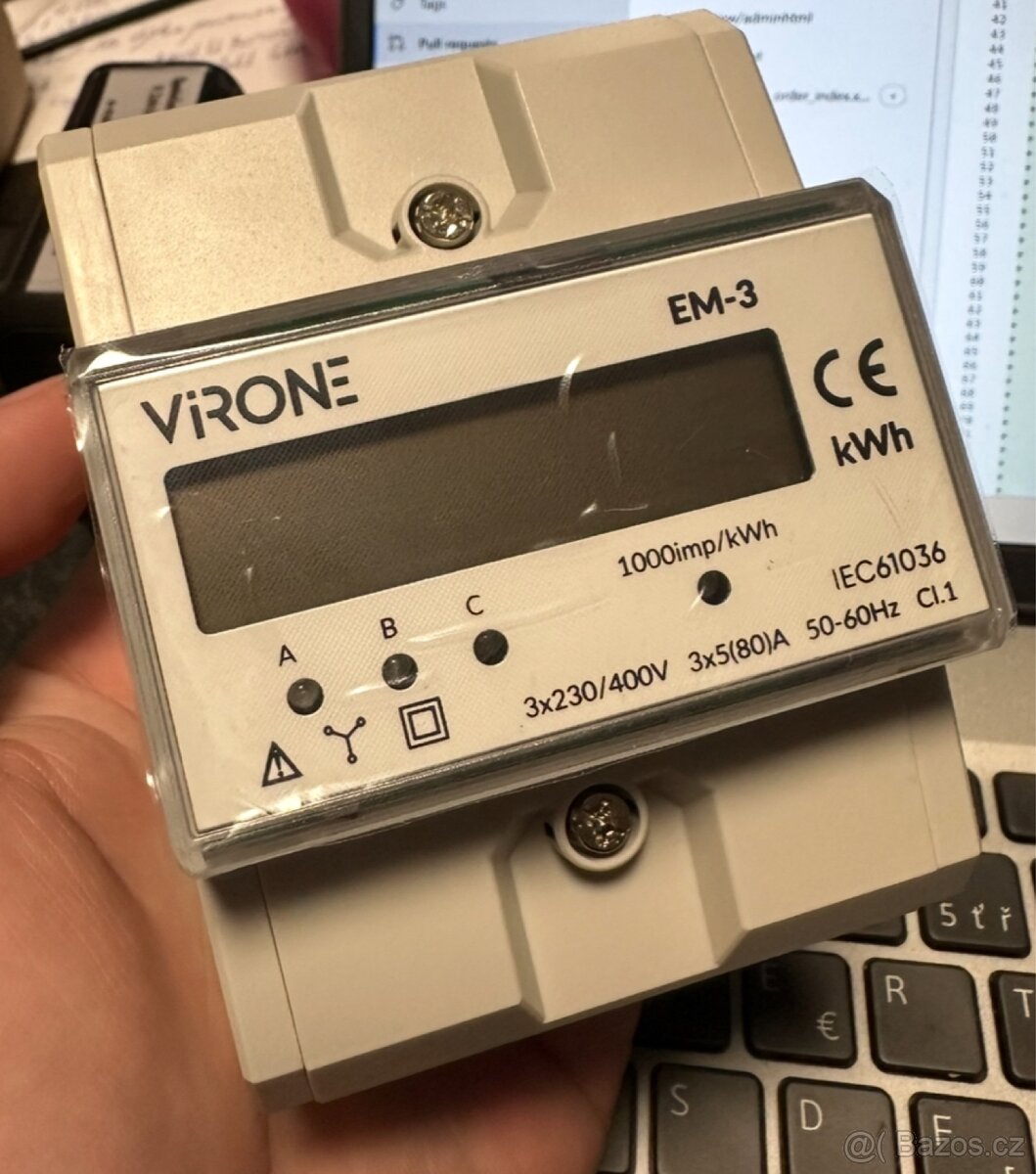 Nový 3 fázový elektroměr 80A na din listu