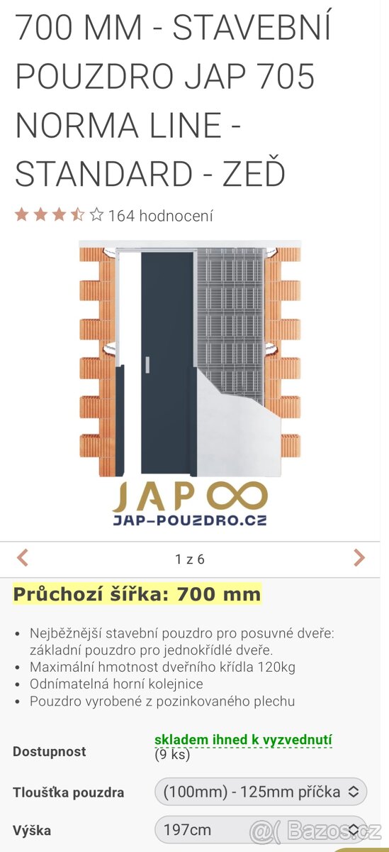 Stavební pouzdro JAP NORMA LINE STANDARD 700x1970 mm