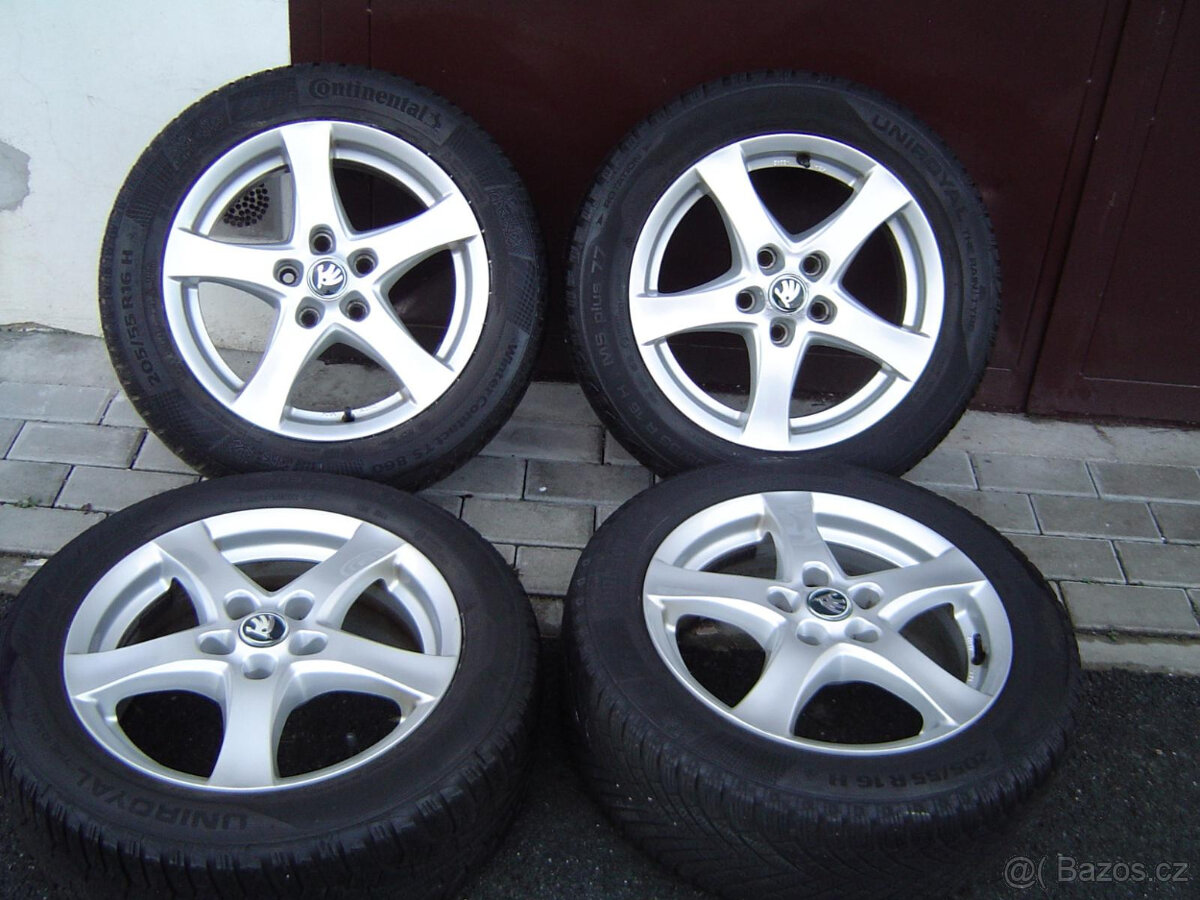 4X ZIMNÍ HLINÍKOVÁ KOLA ŠKODA OCTAVIA III,II 205/55 R16....