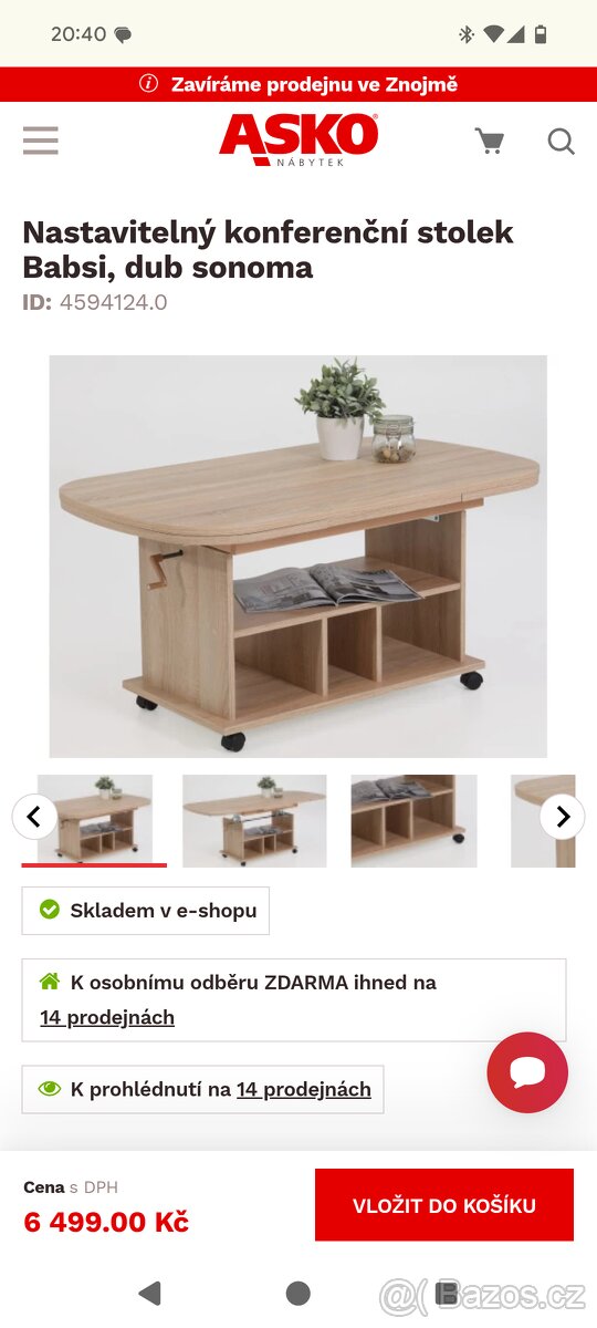 Výškově nastavitelný konferenční stůl